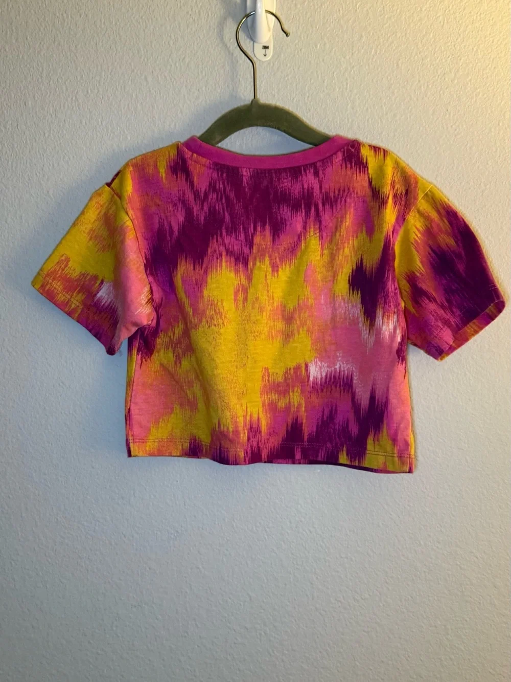 Nike Girls Short Sleeve Tie-Dye Crop Tee - Purple, Pink & Yellow